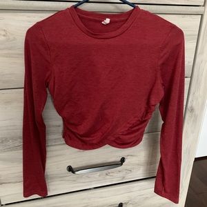 Long sleeve burnt red crossover shirt